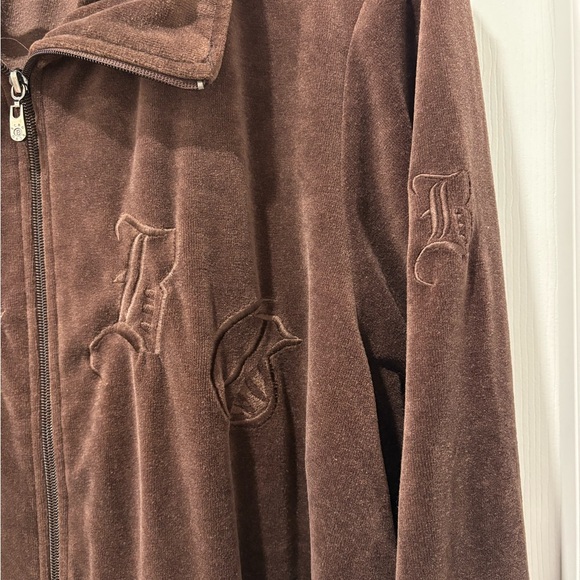 BCBG Max Azira Women’s 2XL Brown Velour Zip-Up Sweater Jacket Y2K - Picture 6 of 6